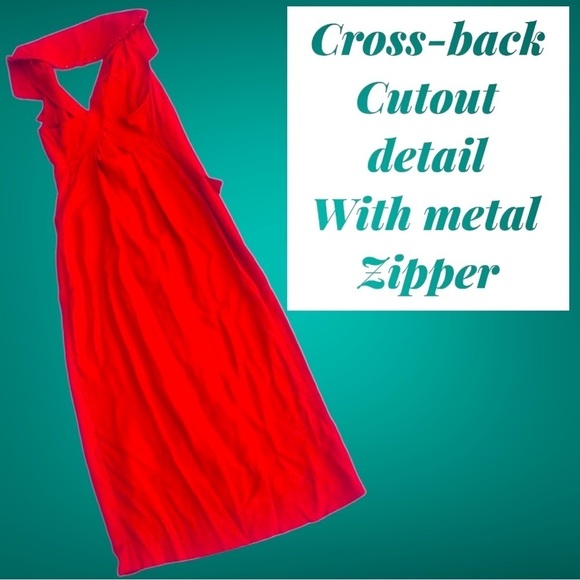 Vintage 80s Dawn Joy halter midi dress crossback red studs grunge 90s y2k retro - Picture 2 of 14